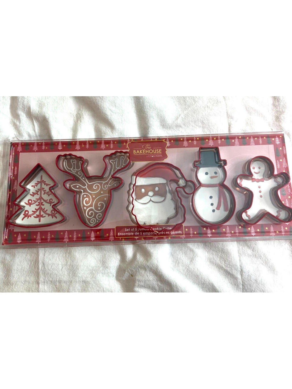 The Bakehouse Jumbo Christmas Cookie Cutters Set of 5 Santa Reindeer Snowman NEW